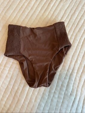 Tori Praver Swimwear High-Waist Bikini Bottoms in Chocolate Brown